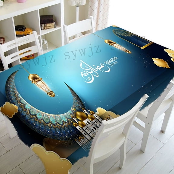 2023 Ramadan Waterproof Rectangular Restaurant Tablecloth Eid Decoration Ramadan Islamic Muslim Tablecloth Eid Decoration