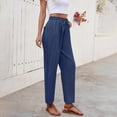 thumbnail image 6 of Fgvctg Palazzo Pants for Women 2026 Spring Summer Flowy Wide Leg Linen Pants Boho Elastic Waist Palazzo Drawstring Long Trousers Lightweight Beach Lounge Trouser Clothes with Pockets Dark Blue 2XL, 6 of 7