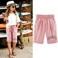 thumbnail image 2 of Tiny Harbor Girls Shorts Summer Thin Elastic Waist Letter Print Casual Pockets Bermuda Shorts Pink 9-10Years, 2 of 4