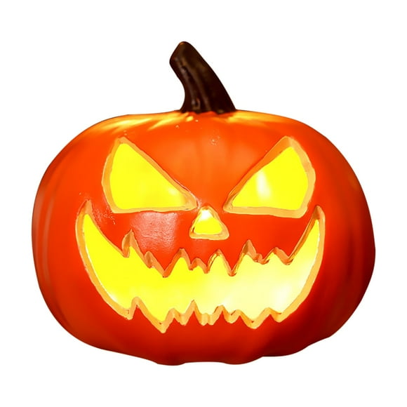 Halloween Pumpkin Lamp Decoration with Lights Plastic Jack O Lantern Pumpkins Prop Battery Operated Lighted Pumpkins Figurine Halloween Decor for Indoor, Outdoor, Haunted House FA