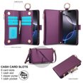 thumbnail image 2 of Dteck Wallet Bag Case for iPhone 13 Pro,Magnetic Leather Wallet Case with RFID Blocking Card Holder Multi-Function Stylish Ring Zipper Purse Cover with Shoulder Strap/Wrist Strap,Deeppurple, 2 of 7