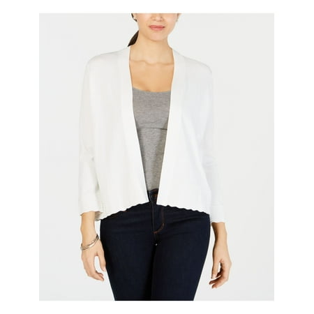 CHARTER CLUB Womens Ivory 3/4 Sleeve Open Cardigan Top Petites Size: PXL