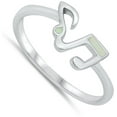 thumbnail image 4 of CHOOSE YOUR COLOR White Simulated Opal Music Notes Ring .925 Sterling Silver Band CZ Female Size 5, 4 of 4