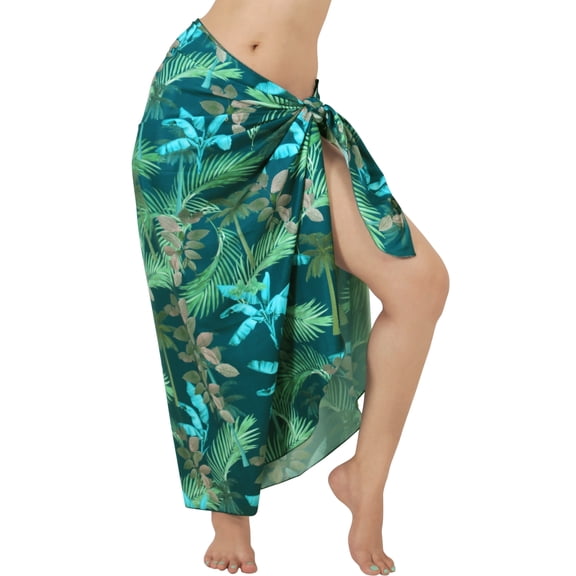 LA LEELA Women's Summer Beachwear Sarong Bikini Wraps Swim Cover up Skirt Wrap Swimwear Swimsuit Beach Coverups for Women One Size Green, Leaves