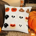 thumbnail image 2 of Halloween Decorative Pillow Covers 18x18, Soft Plush Faux Wool Ghost Pumpkin Pillowcases for Fall Autumn Holiday Home Decorations, 2 of 5