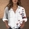 thumbnail image 3 of Towmus Womens Button Down Shirts Floral Printed Loose Long Sleeve Shirt Dressy Casual Fall Tops Work Blouses with Pockets, 3 of 5