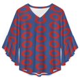 thumbnail image 4 of Phish Donut Women's V-Neck Blouse With 3/4 Ruffled Bell Sleeves Casual Top Ladies Blouses, 4 of 7