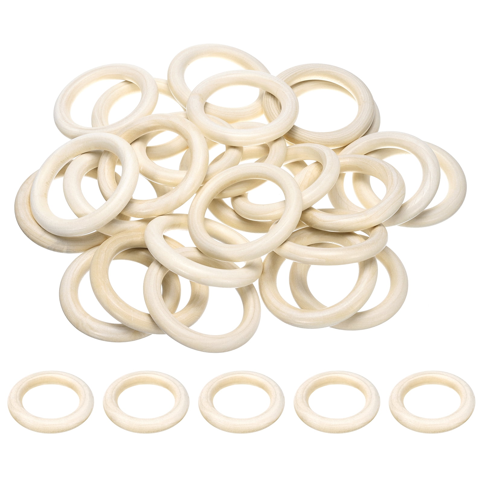 Anillos De Madera Natural 70 Mm - 60 Unidades, Sin Terminar, Para Manualidades, Macramé, Joyería