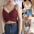 thumbnail image 2 of ZUARFY Women Sexy Criss-Cross Wrap Front Camisole Deep V-Neck Ribbed Spaghetti Strap Crop Top Solid Color Padded Bralette Vest, 2 of 19