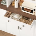thumbnail image 7 of Homfa 71'' Kitchen Pantry Cabinet with Microwave Shelf & Drawer, 4 Doors Pantry Storage Cabinet with Adjustable Shelves for Dining Room, White, 7 of 7