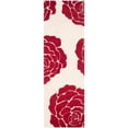 thumbnail image 2 of Safavieh Cambridge Collection CAM782I Handmade Moroccan Geometric Ivory and Red Premium Wool Area Rug (3' x 5'), 2 of 10