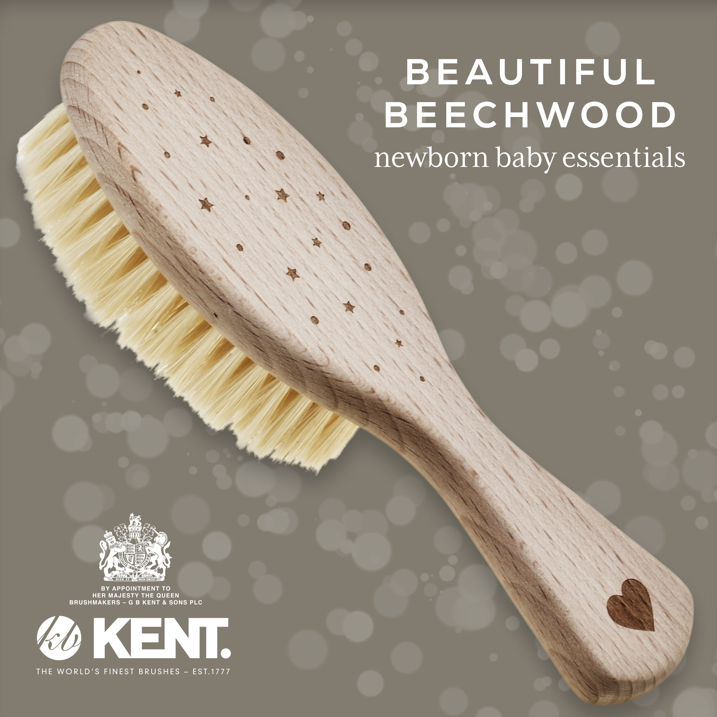 Kent BA29 Cradle Cap Baby Hair Brush with Soft Natural Bristles and Travel Pouch - Baby Essentials for Newborn Hair Brush Made in England