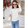 thumbnail image 3 of Arshiner Girls Long Sleeve T-Shirts Ruched Knot Side Tunic Blouse Tee Tops, 3 of 8
