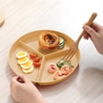 thumbnail image 4 of 10 Inch Plastic Divided Plates, 3 Compartment Round Dinner Plates, Microwave Safe Heat Resistant, Heavy Duty Sectioned Serving Trays for Breakfast Fruit, 4 of 6