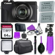 Canon PowerShot G7 X Mark III Camera w/ 1 Inch Sensor & 4k Video - Wi-Fi & Bluetooth Enabled (Black) & LED Video Light, 64GB Transcend Memory Card, Extra Battery   Commander Optics Accessory Bundle