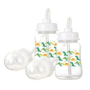 Hands-Free Baby Bottle - Anti-Colic Self Feeding System 4 oz (2 Pack - Dinosaur)