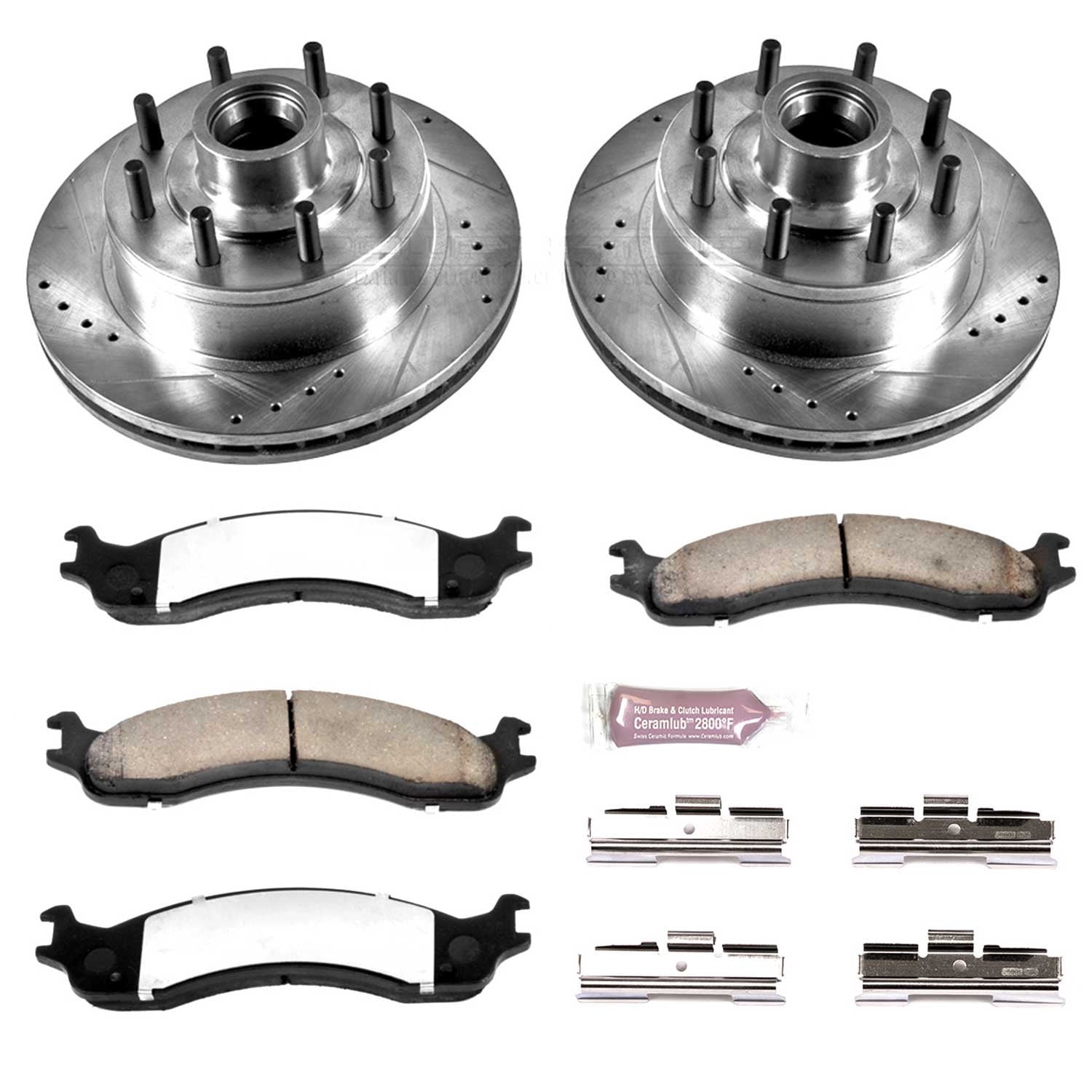 PowerStop Front Z36 Truck & Tow Carbon-Fiber Ceramic Brake Pad and Drilled and Slotted Rotor Kit Fits: FORD Select Models K5088-36