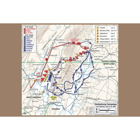 24x36 gallery poster, Gettysburg Campaign (July 5 to July 14, 1863) Battle of Gettysburg
