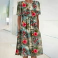 thumbnail image 2 of QIPOPIQ Robes Midi pour Femmes à Étages à Manches Courtes Robes Décontractées Col Rond Robe d'Été Robes Pliantes à Imprimé Offres 2023, 2 of 5