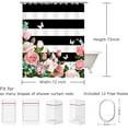 thumbnail image 3 of Striped Shower Curtain with Pink Roses, Pink Shower Curtain，Butterfly Shower Curtains Set with Hooks, Girly Shower Curtain for Bathroom 72x72 Inches, 3 of 5