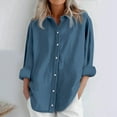thumbnail image 2 of Jxximdong Button Up Shirts Women Womens Daily Casual Linen Shirts Long Sleeve Shirts Tops Casual Blouses Loose Fit Shirt Blue Spring Tops XXXXL, 2 of 6