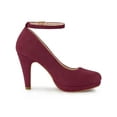 thumbnail image 4 of BLISSFUL STEP Women' Shoes Round Toe Stiletto Heel Ankle Strap Pumps Burgundy 9.5, 4 of 9