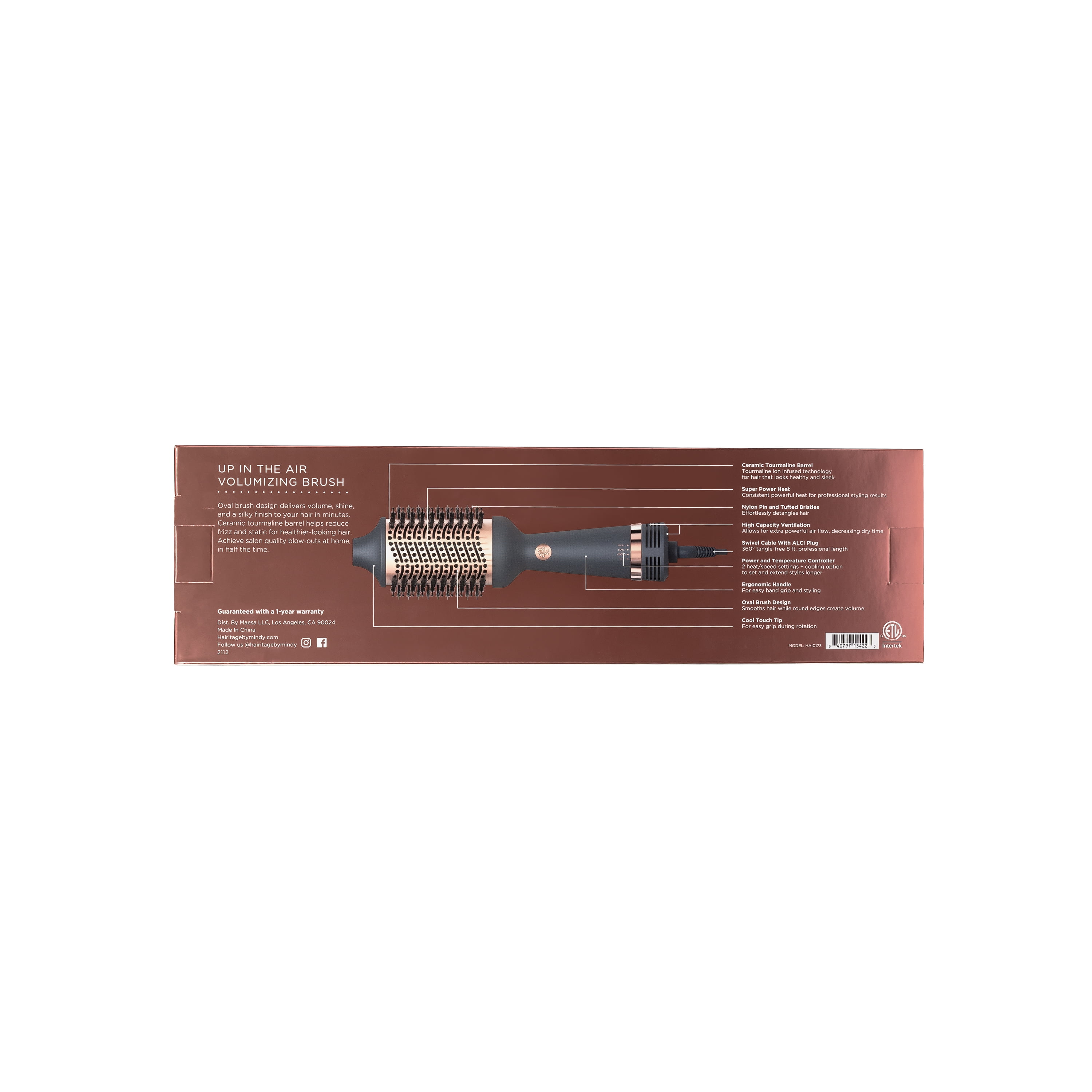 Hairitage Ceramic Volumizing Blow Dryer Brush for Curling and Straightening