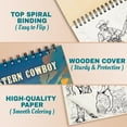 thumbnail image 2 of TPLHOUSE Western Cowboy Coloring Book Spiral Bound for Boys and Adults, A5 Wooden Cover, 30 Wild West Scene Coloring Pages of Cowboy Adventures for Stress Relief and Relaxation, 2 of 6