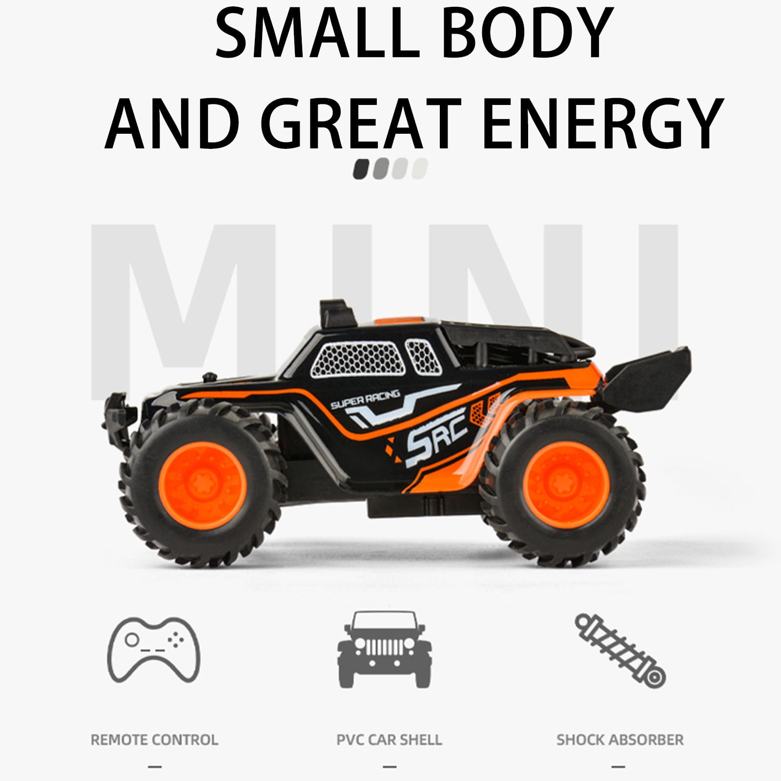​1/18 Scale 4WD Mini RC Truck w/Anti-Collision Bumpers - 5km/h Trail Mode & USB Charge | Beginner Car Age 6+ (13.3cm)​​ B