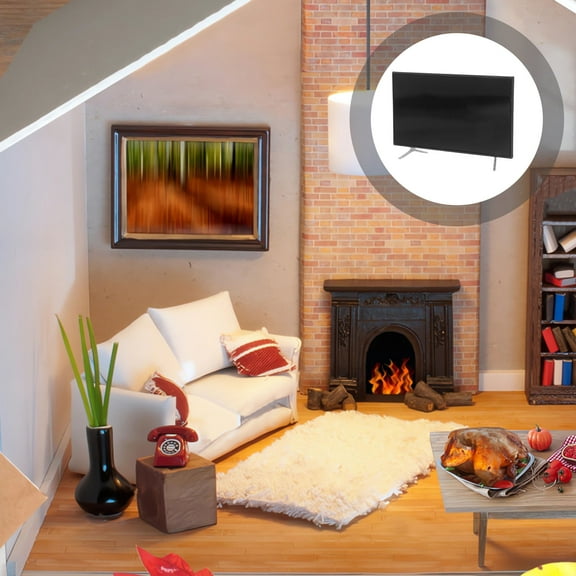 VORCOOL Compact Black Dollhouse TV Monitor for Modern Living Room Scenes