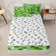 thumbnail image 4 of Erosebridal Green Pixel Grid Zipper Twin Comforter Sets with Fitted Sheet and 2 Pillowcases,Classic Geometric Pattern Zipper Bedding Set For Boys,Gamepad Reversible,4-Piece, 4 of 7