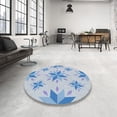 thumbnail image 4 of Ahgly Company Machine Washable Indoor Rectangle Transitional Pale Blue Lily Blue Area Rugs, 2' x 4', 4 of 7