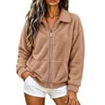 thumbnail image 2 of Enjoytime Fleece Jacket Women Collared Long Sleeve Zip Up Coat Fall Winter Warm Cozy Casual Plus Size Clothes with Pocket, 2 of 8