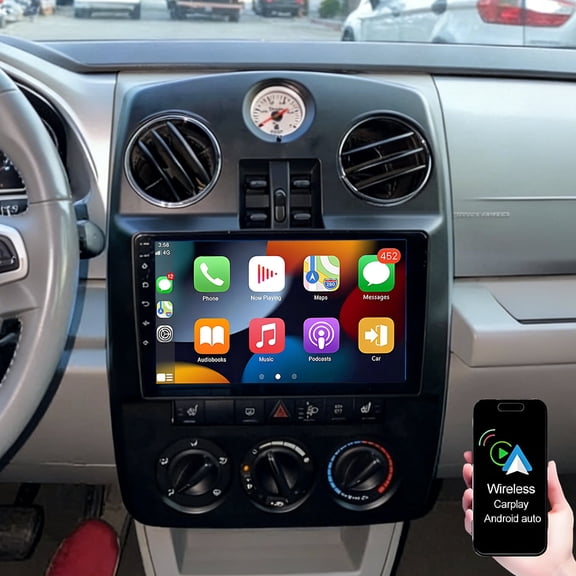Geabo 2 32G Car Stereo for Chrysler PT Cruiser 2006-2010 Support Wireless Carplay/Android Auto, 9" Touch Screen Android Car Radio with GPS WiFi Bluetooth FM/RDS Mirror Link SWC Backup Camera