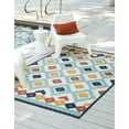 thumbnail image 3 of Unique Loom Belize Outdoor Collection Area Rug - Sarstoon (4' x 6' Rectangle Ivory/Light Blue), 3 of 12