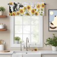 thumbnail image 2 of Cow Sunflower Valance Curtain Farmhouse White Yellow Flower Leaf Butterfly Wood Grain Window Valances Rod Pocket Short Curtains Window Treatments for Kitchen Bedroom Bathroom Laundry 60" x 18", 2 of 9