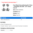 thumbnail image 2 of Front Wheel Hub and Bearing Kit 4 Piece - Compatible with 2006 - 2011 Honda Civic Si 2007 2008 2009 2010, 2 of 2