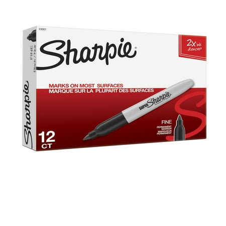 - Sharpie Super Permanent Markers, Fine Point, Black, Dozen