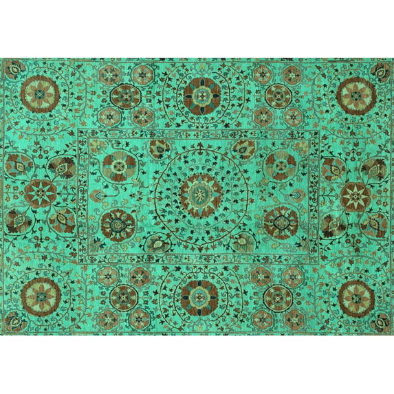 Ahgly Company Indoor Rectangle Abstract Turquoise Blue Modern Area Rugs, 2' x 3'