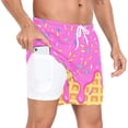 thumbnail image 2 of joogoo Men's Pink Ice Cream Swim Trunks with Liner Pocket Beach Shorts Large, 2 of 9