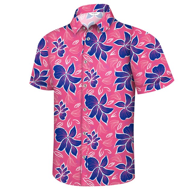 Camisa hawaiana Mizvsitrd para hombre con estampado floral rosa, talla M