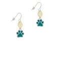 thumbnail image 2 of Delight Jewelry Silvertone Medium Translucent Teal Paw Goldtone Leaf French Earrings, 2 of 4