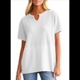 thumbnail image 2 of Blusas Casuales de Punto Gofre con Cuello en V para Mujer, Camisetas de Corta, Blusas Holgadas L, 2 of 8