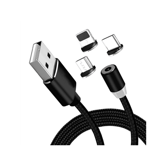 Magnetic Charging Cable Round 3.3ft USB to iOS, Type-C and Micro USB Magnetic 3 in 1 Cable Compatible with Android Samsung S6,S7,S8,LG,HTC,Huawei, Phone X 8 7 6 5 All Phone Devices