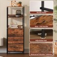 thumbnail image 5 of Eunos 6 Tier Bookshelf with Drawers, 3 Removable Drawer Ladder Bookcase, Bedroom Study, Wood Grain Print, 5 of 7