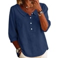 thumbnail image 2 of Homenesgenics Going Out Tops for Women Plus Size Collared Shirt Casual Short-Sleeve Half-Button Summer Blue XXL, 2 of 9