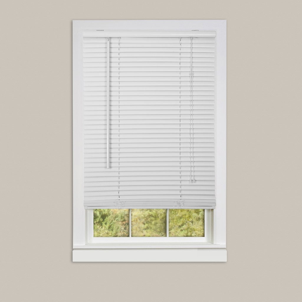 Cordless Window Blinds Mini Blinds 1" Black White Alabaster Wood Vinyl Blind 