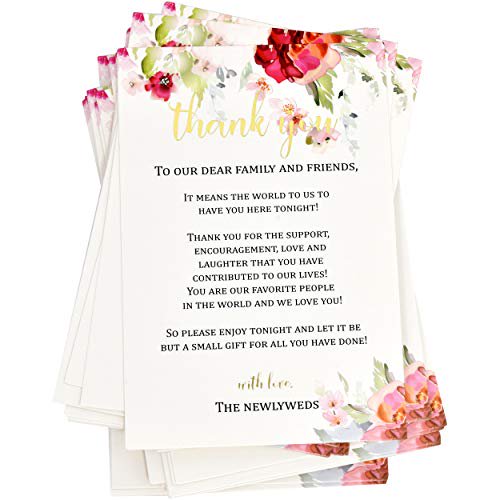 50 Floral Wedding Thank You Cards For Table Place Setting Reception Dinner Walmart Com