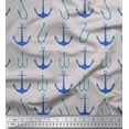 thumbnail image 1 of Soimoi Grey Velvet Fabric Anchor Hook Nautical Fabric Prints By Yard 58 Inch Wide, 1 of 1