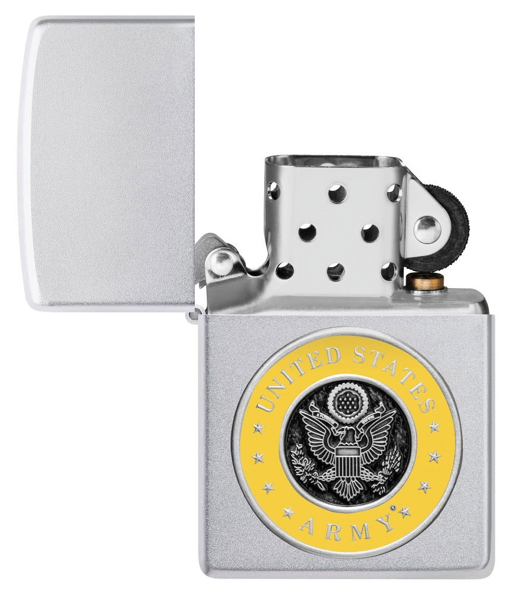 Zippo 48977 U.S. Army Design Satin Chrome Metal Windproof Lighter